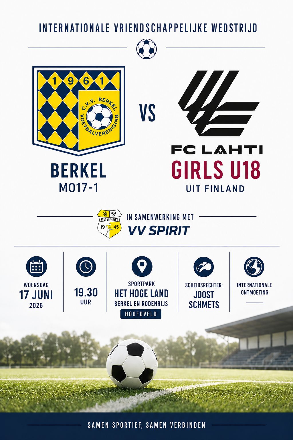 MO17 ontmoet Fins team op sportpark Het Hoge Land