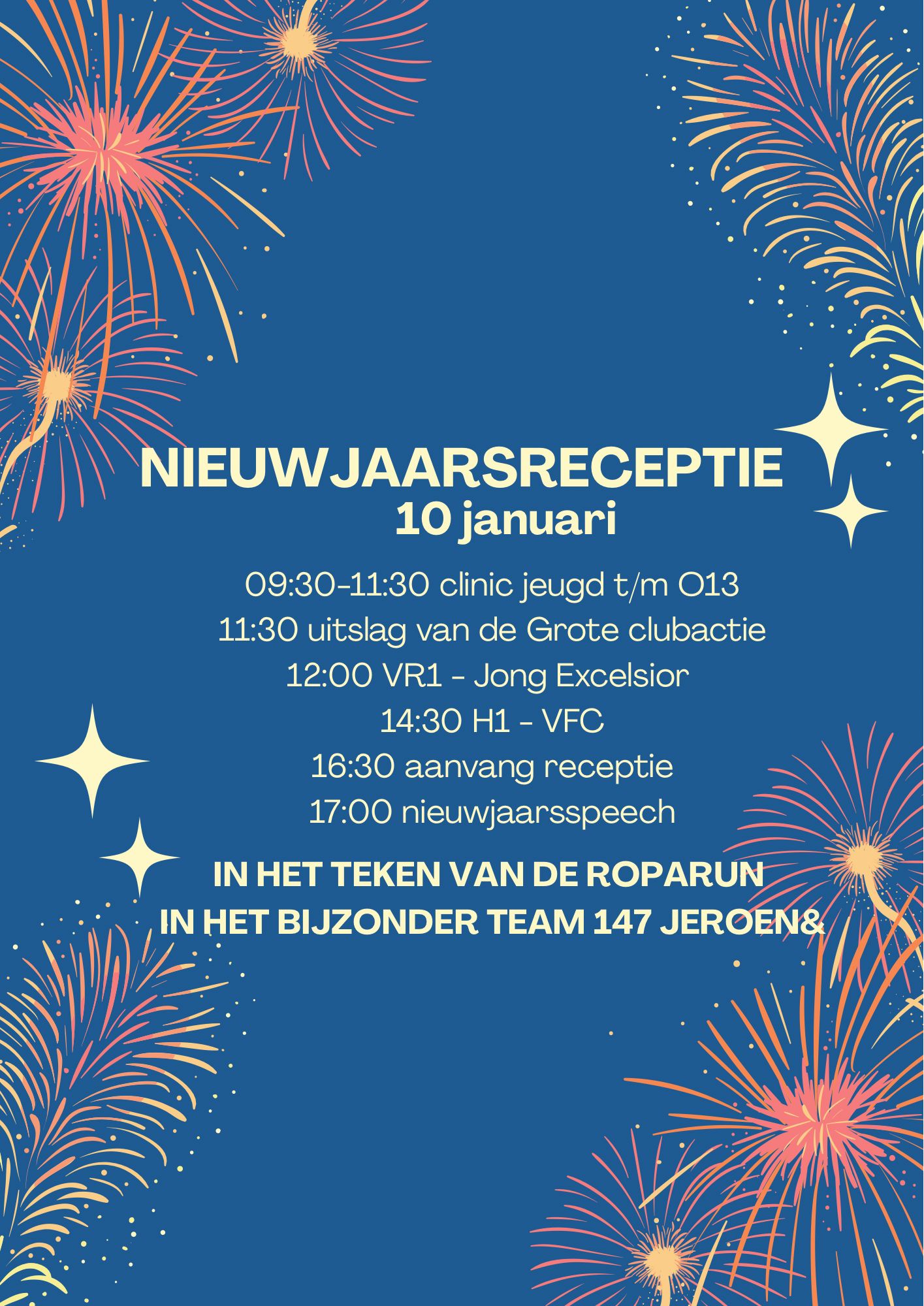 Nieuwjaarsborrel en clinic voor de jeugd op zaterdag 10 januari